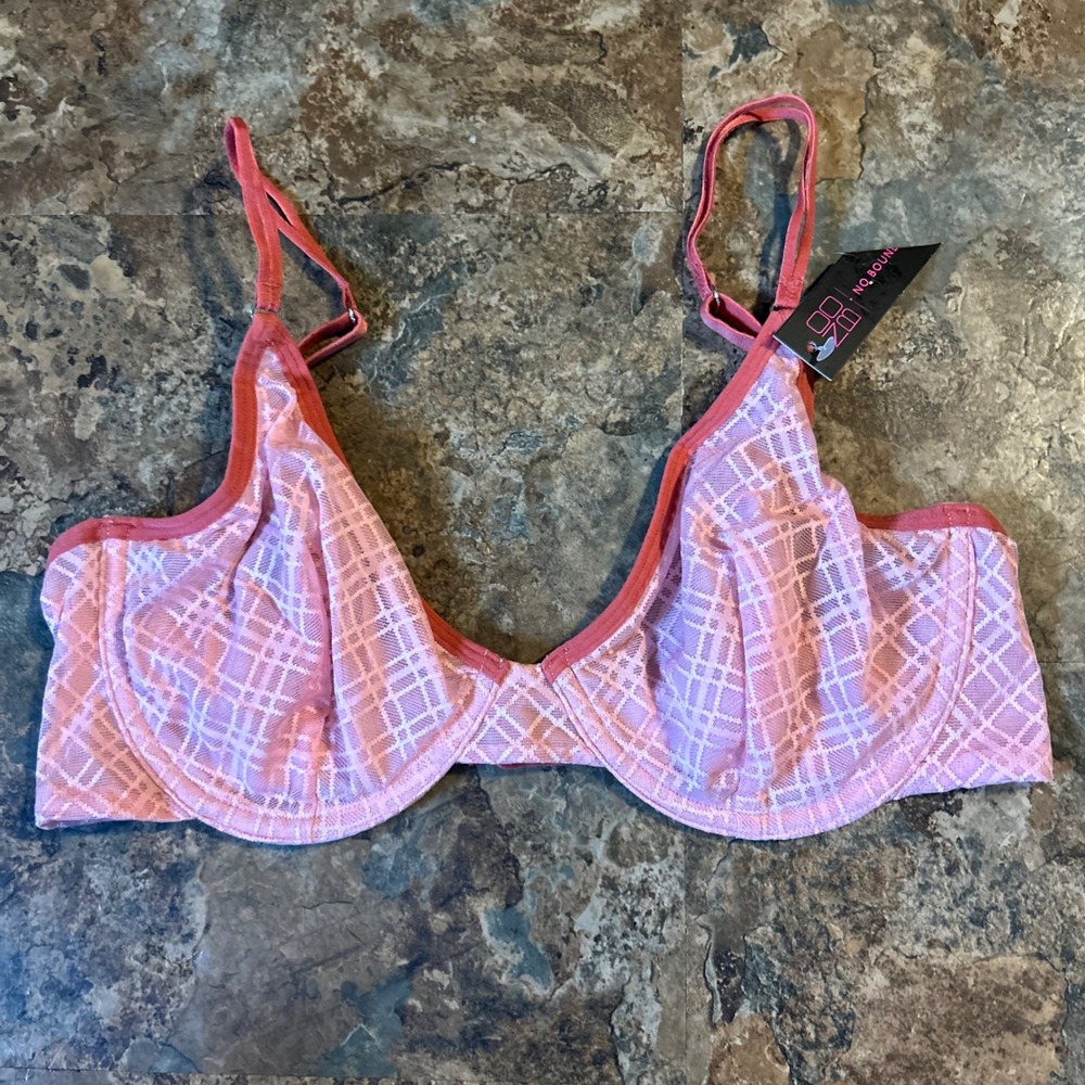 No Boundaries Unlined Bra Womens Size 36C Pink Mesh Unpadded Underwire